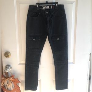 GS-115 Moto Black Denim Skinny Jeans Size 8 Boys